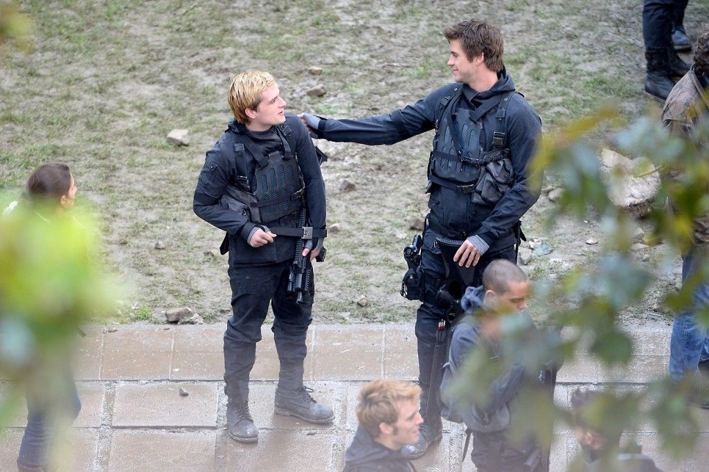 Hunger Games BTS Gale Peeta Friends