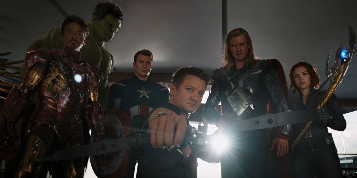Iron Man, Hulk, Captain America, Hawkeye, Thor, and Black Widow in The Avengers
