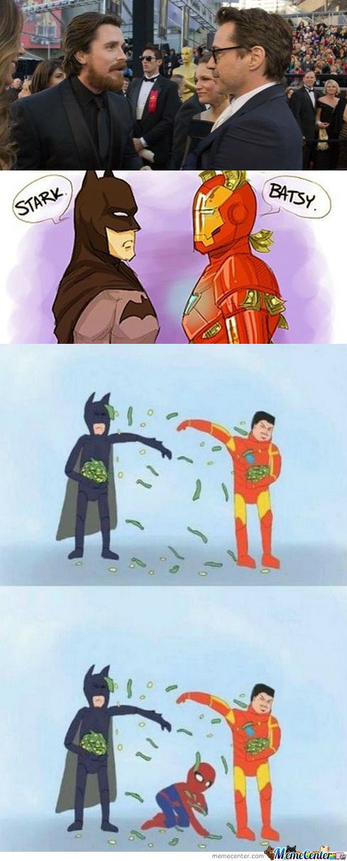 Iron Man Memes- Iron Man and Batman Making It Rain