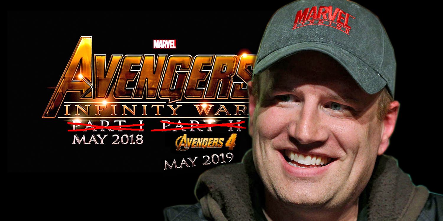 Kevin Feige with Avengers Infinity War Part 1 and Part 2
