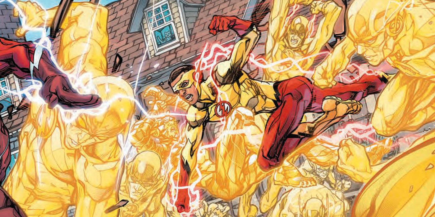 Kid Flash Fights Sinestro Corps Constructs of Golden Guardian