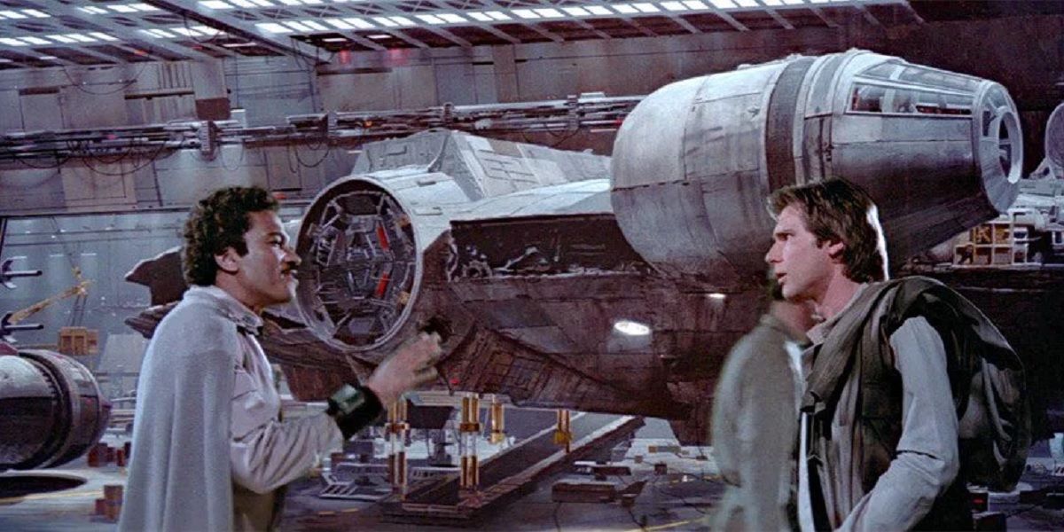 Lando Calrissian and Han Solo with the Millennium Falcon Star Wars