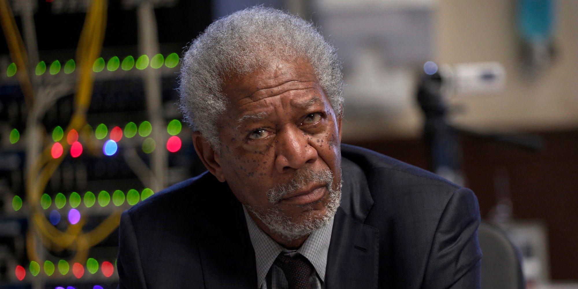 Morgan Freeman looks up