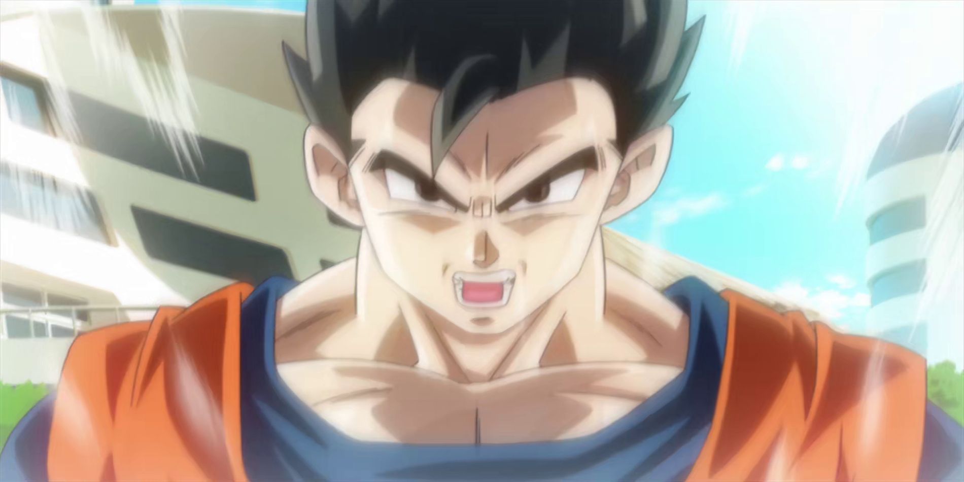 Mystic Ultimate Gohan displaying his power in Dragon Ball Super.
