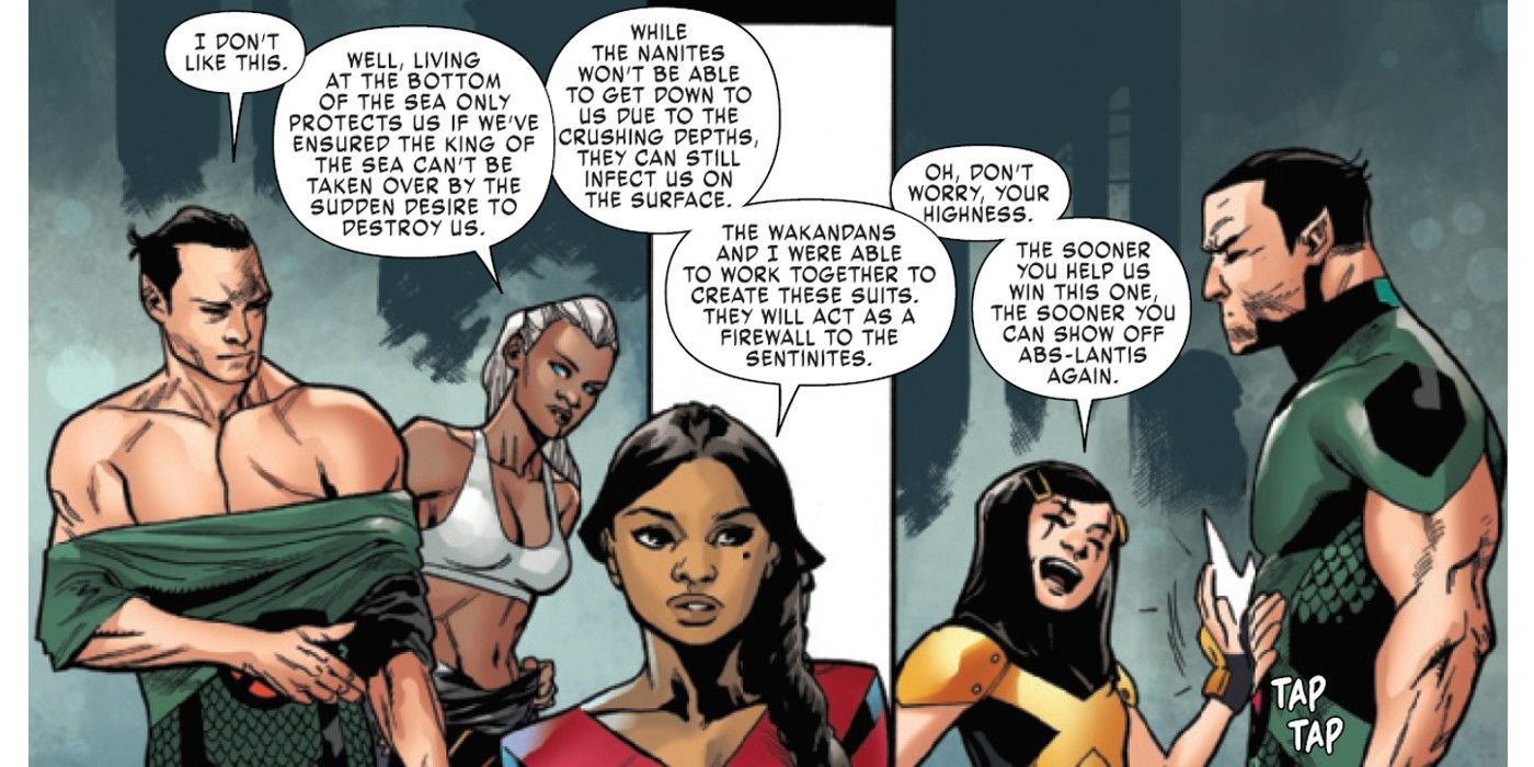 Namor Honey Badger Storm and Trinary Don Their New Costumes X-Men Red #4