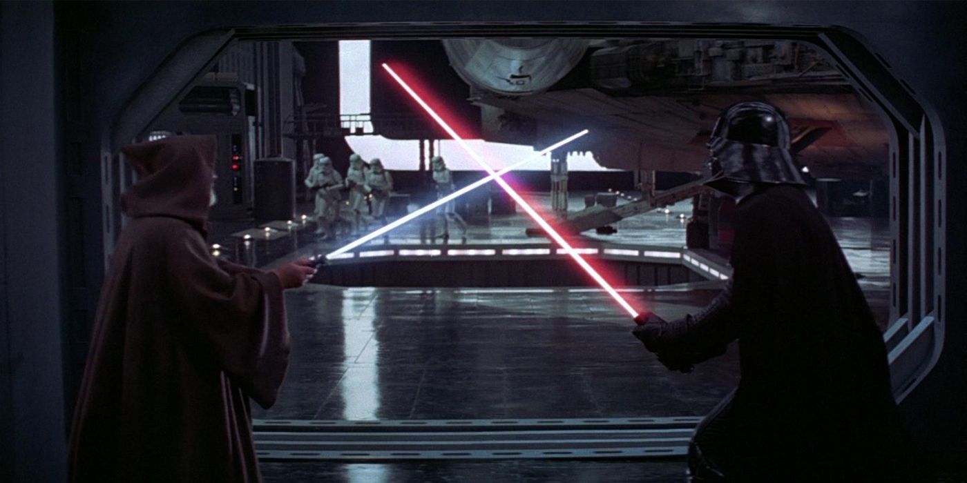 Obi-Wan Kenobi versus Darth Vader in Star Wars A New Hope