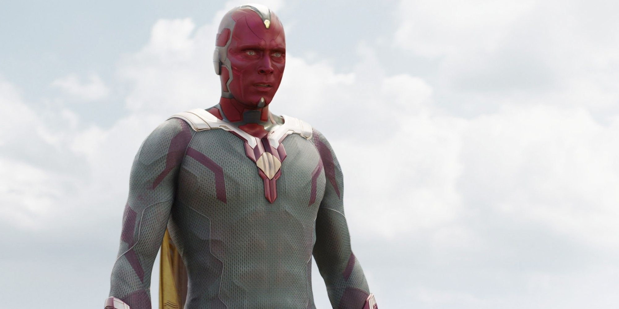 Paul Bettany as Vision in Captain America Civil War floating in air