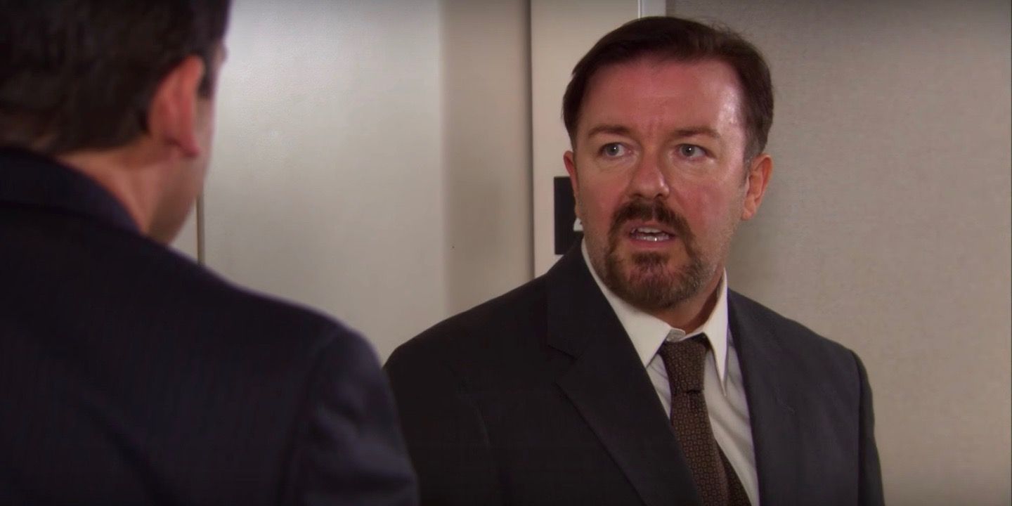 David Brent talking to someone in The Office UK