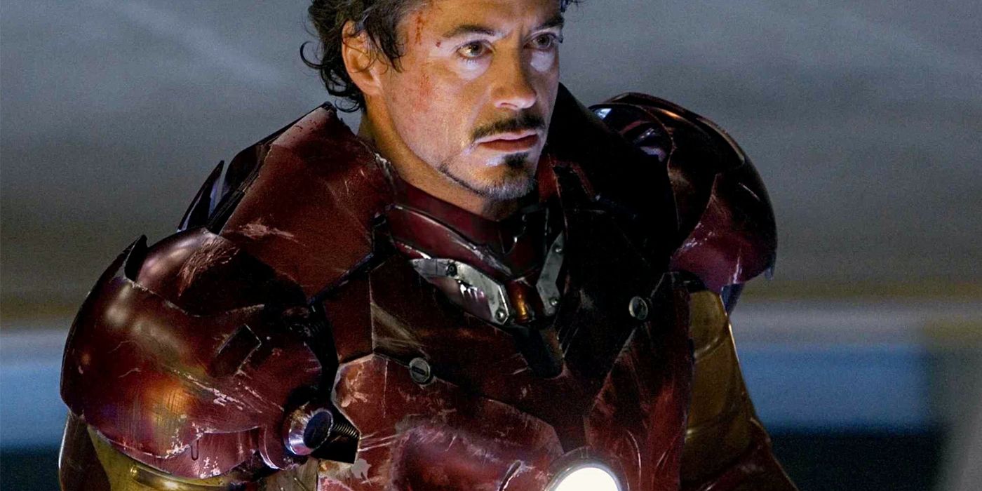 Tony Stark in damaged Iron Man armor