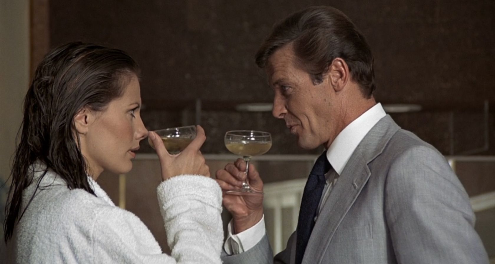 Roger Moore and Maud Adams in James Bond