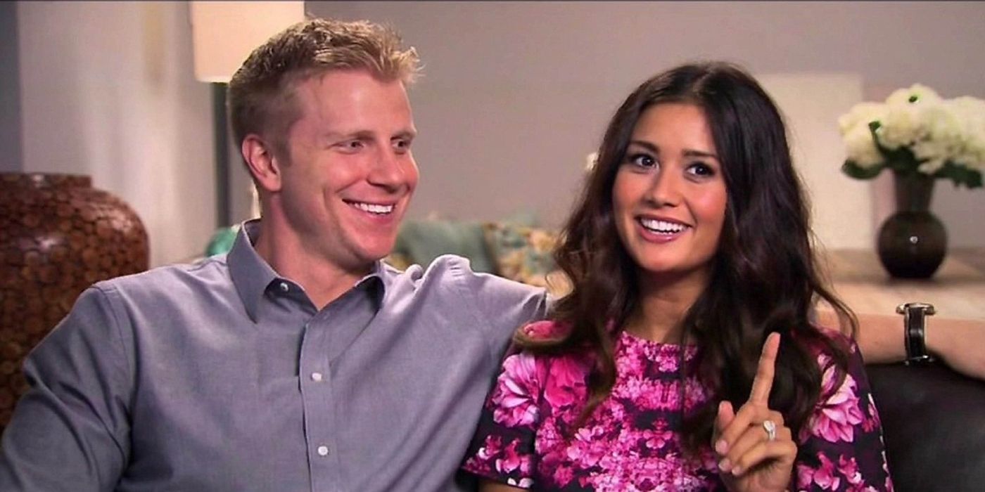 Sean Lowe and his wife in a confessional for Celebrity Wife Swap
