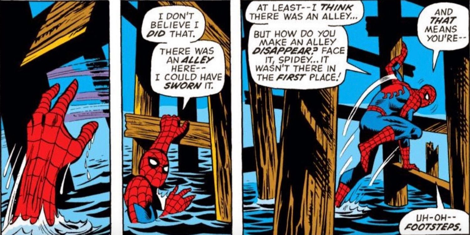 Spider-Man falls into water in Marvel Comics