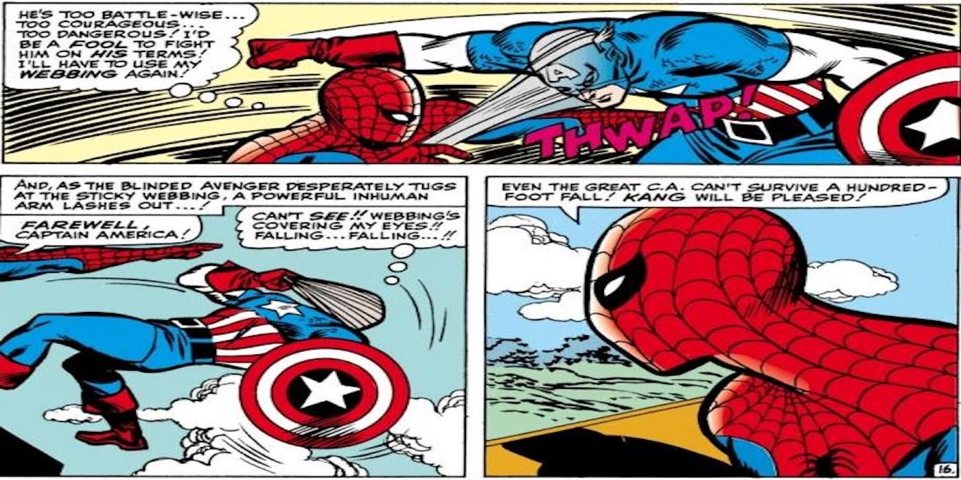 Spider-Man Webs Captain America in Marvel Comics