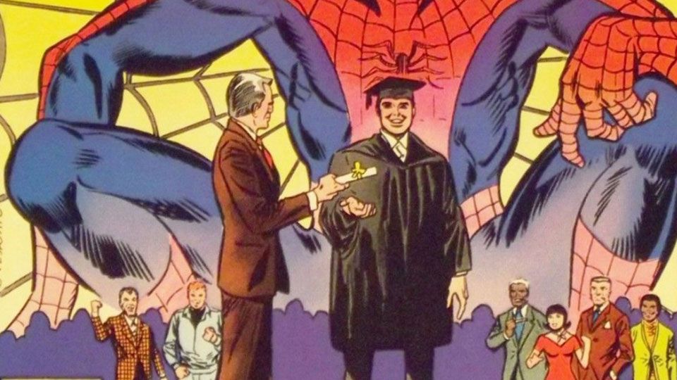 Spider Man graduates college