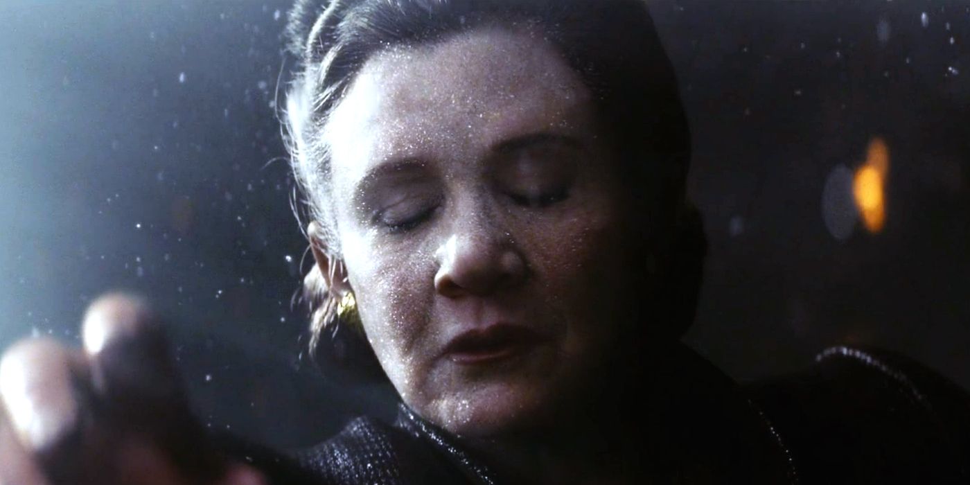 Leia Organa in space during Star Wars: The Last Jedi