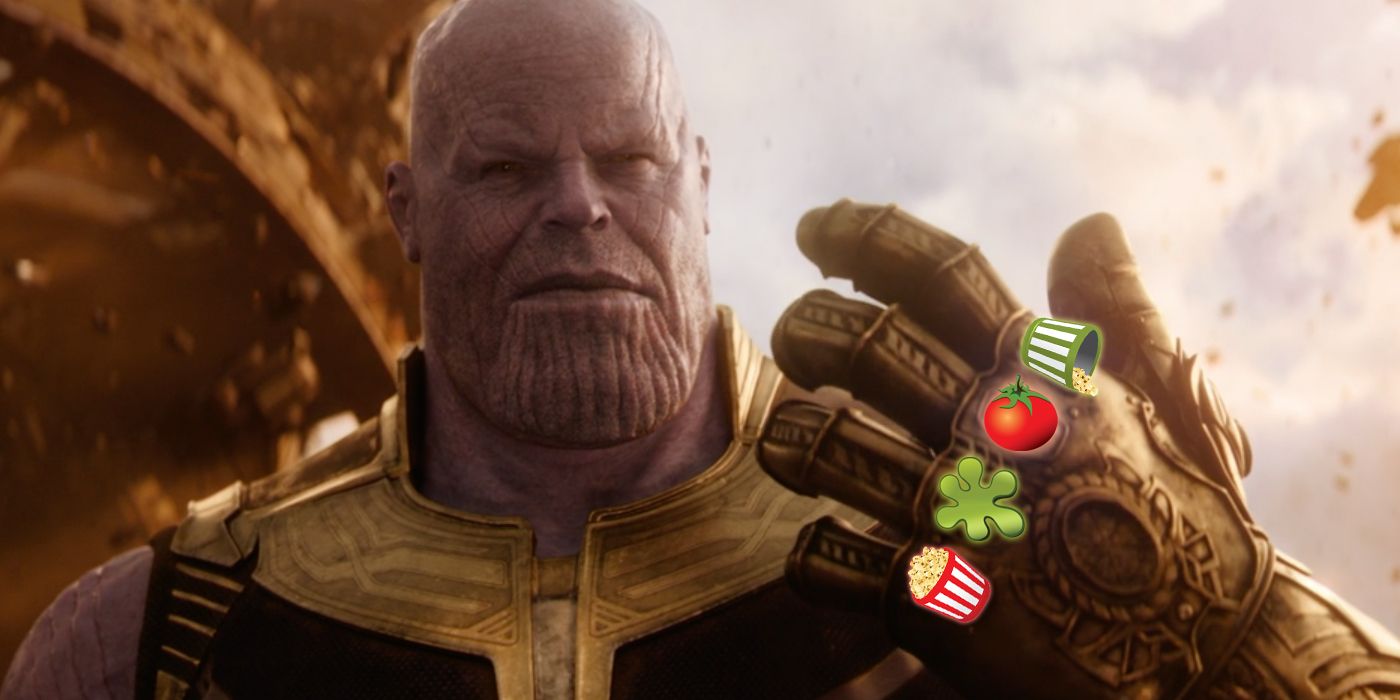 Thanos with the Infinity Gauntlet and Rotten Tomatoes