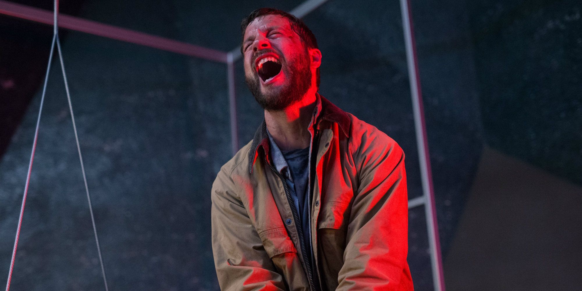 Logan Marshall Green Screaming in pain in Upgrade