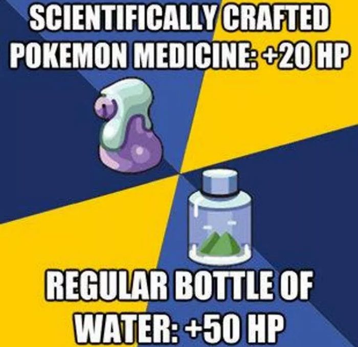 Water vs medicine Pokemon meme