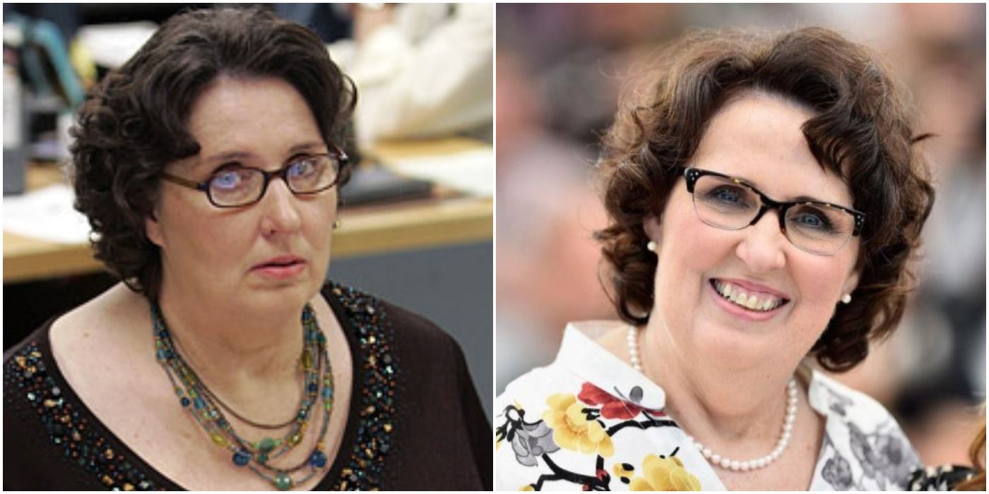 Phyllis Smith as Phyllis Lapin in The Office and Phyllis Smith on the red carpet