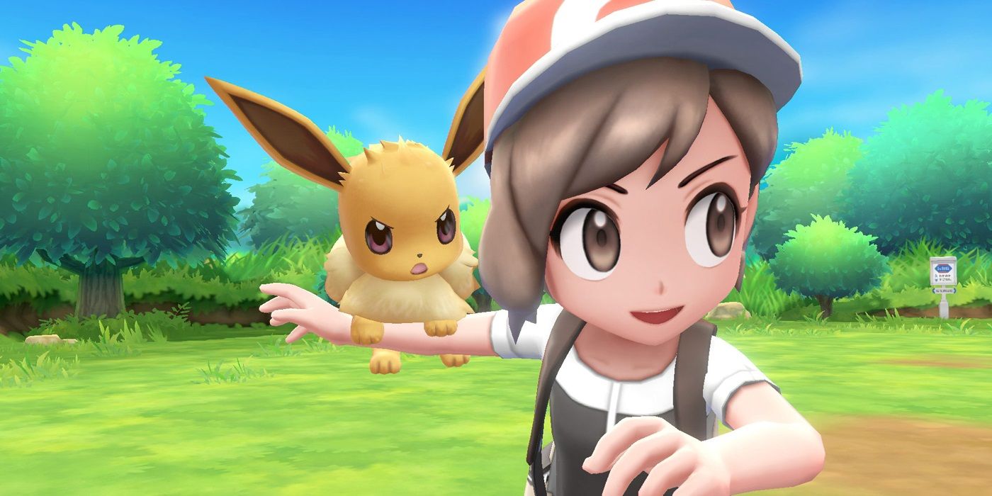 pokemon lets go eeevee and trainer in battle