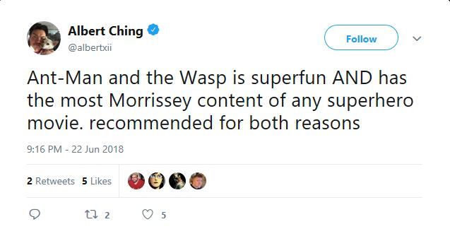 Albert Ching Ant-Man 2 Reaction Tweet