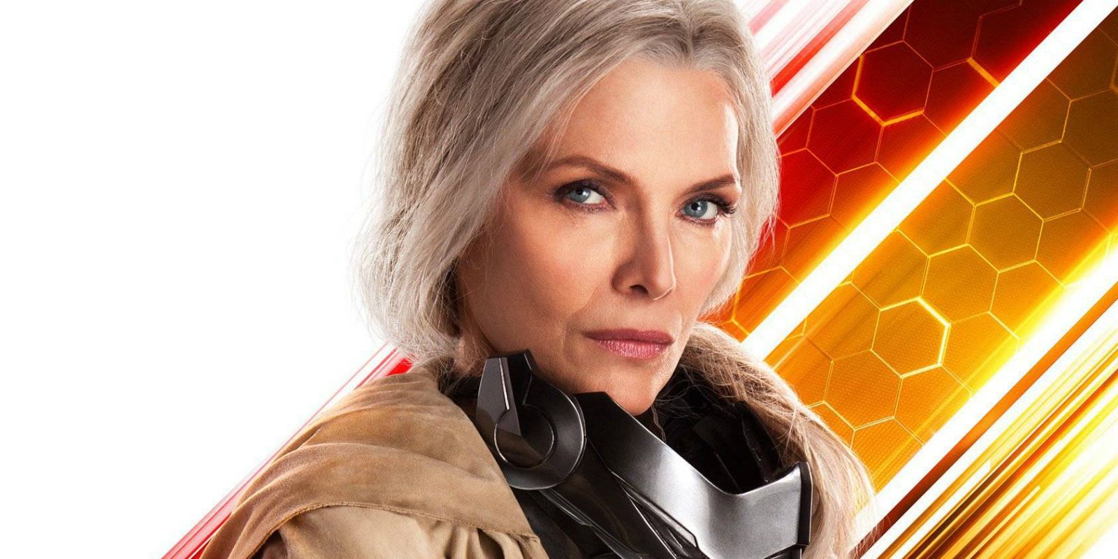 Michelle Pfeiffer as Janet van Dyne in an Ant-Man 2 poster.