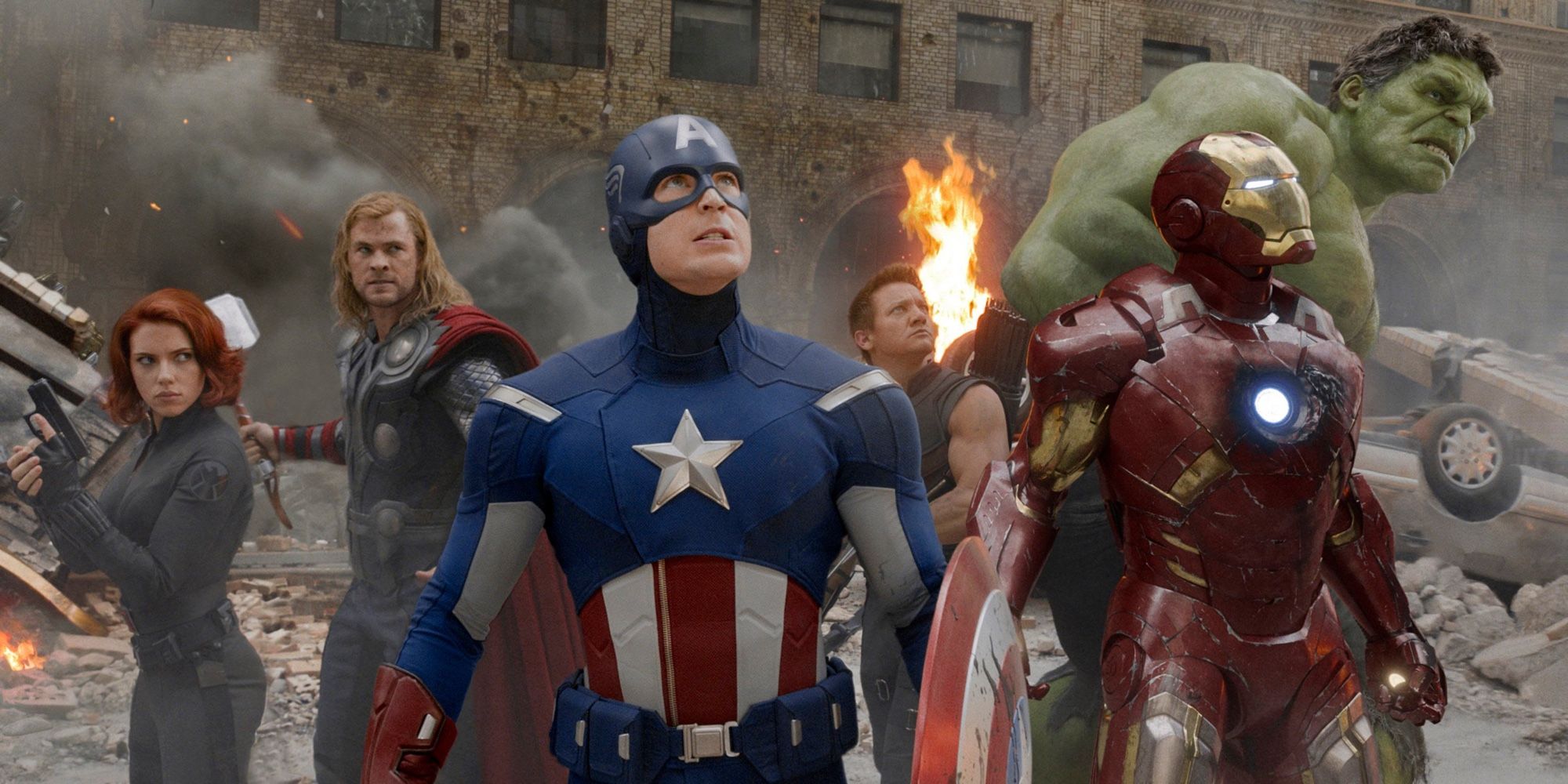 The Avengers standing together in battle