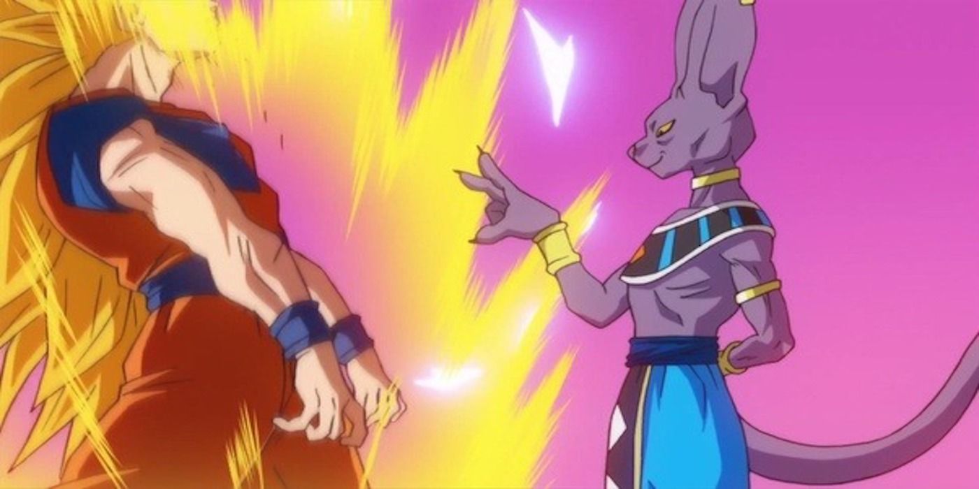 Beerus Flicks Super Saiyan 3 Goku