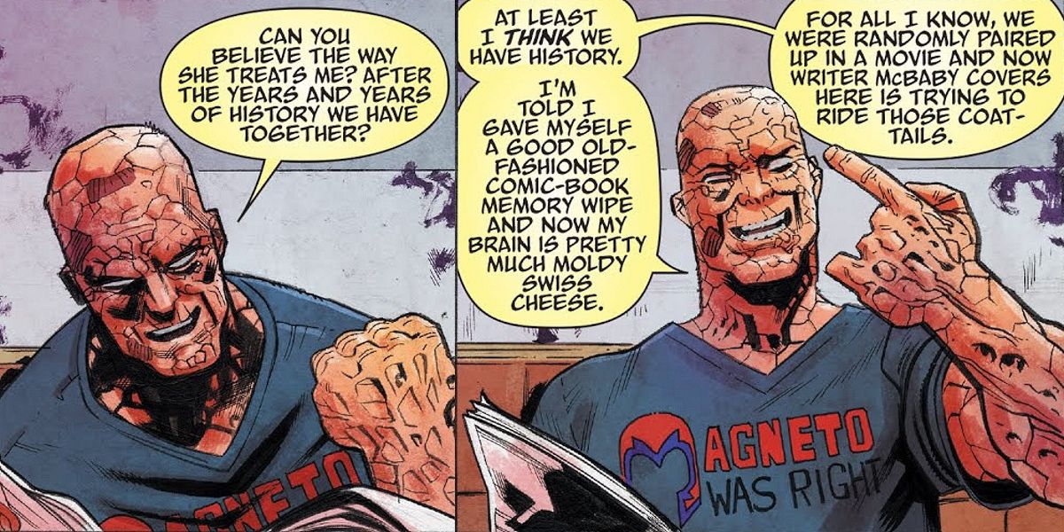 Deadpool talks to the reader in the comics