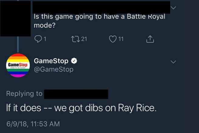 Gamestop Ray Rice Tweet