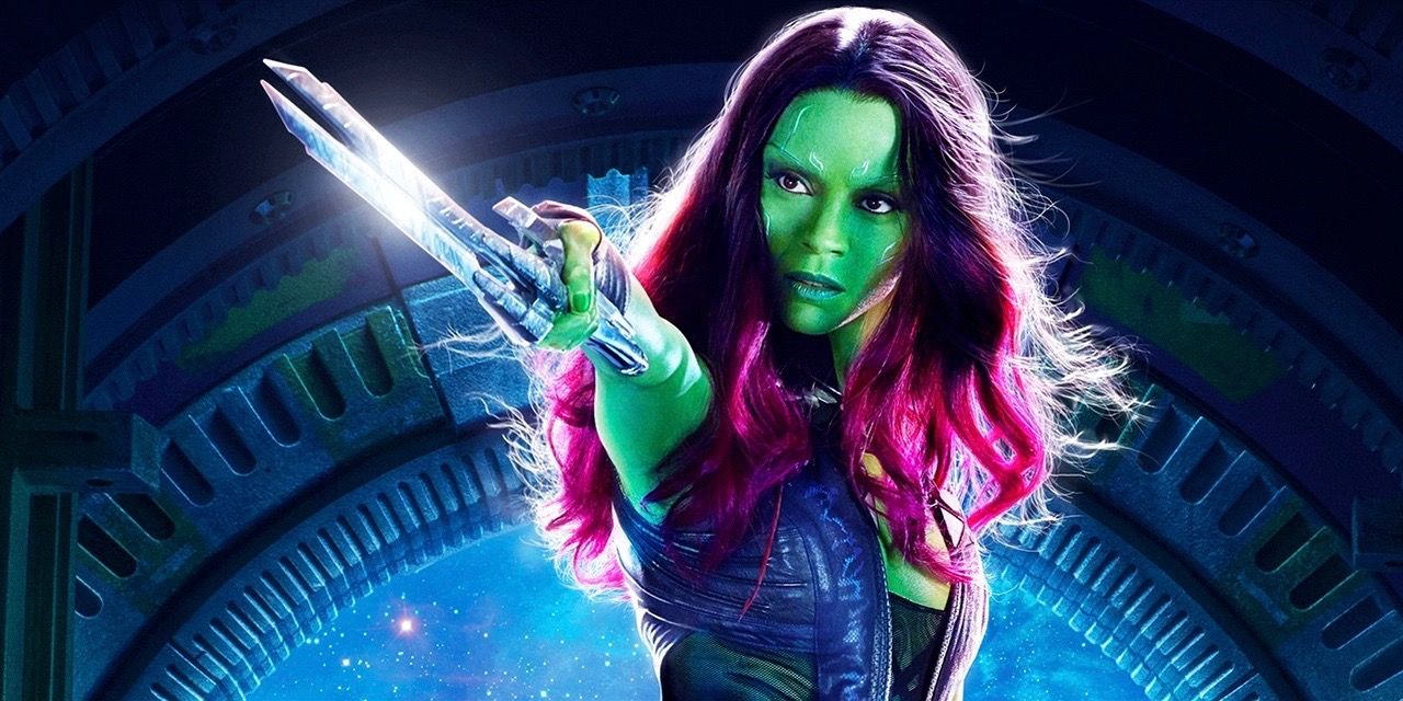 Gamora wields her blade in an MCU promotional poster