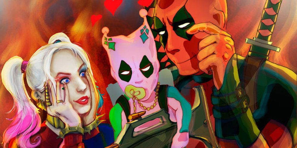 Harley Quinn and Deadpool as parents