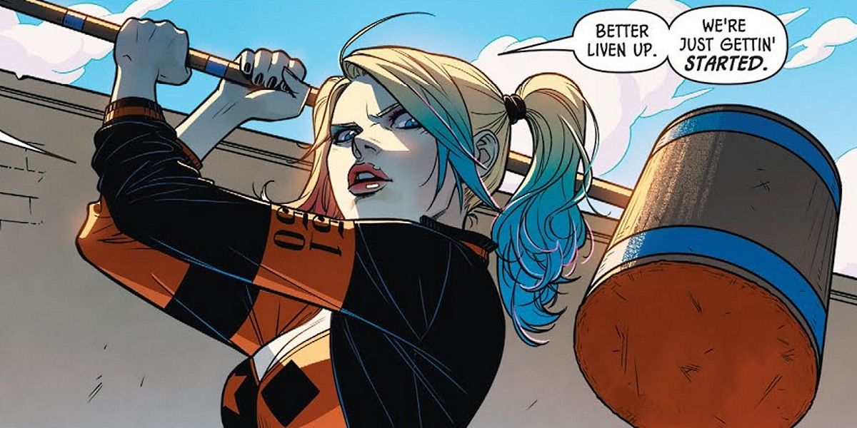 Harley Quinn in comics with her trademark Hammer