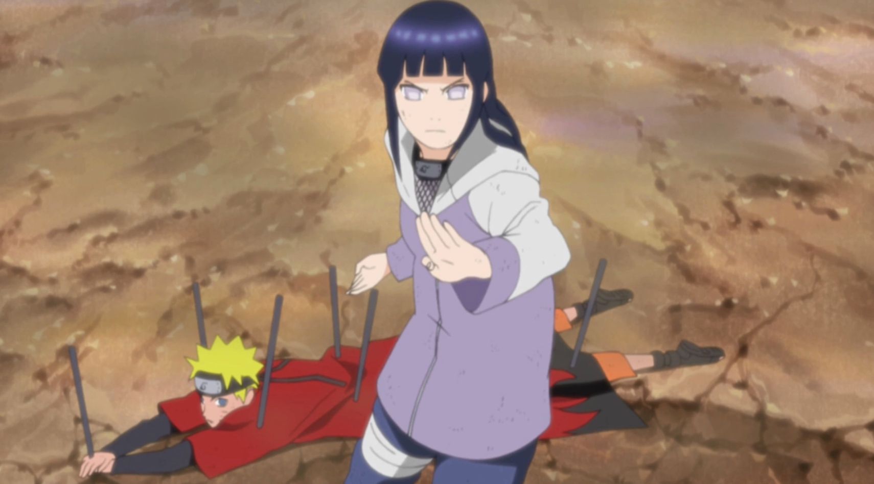 Hinata Protects Naruto In Battle