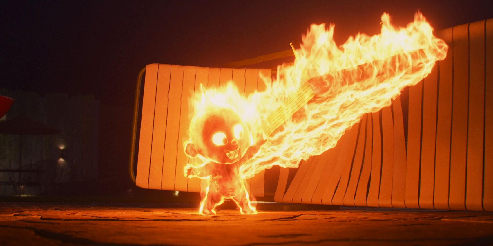 Jack Jack in flames in The Incredibles 2
