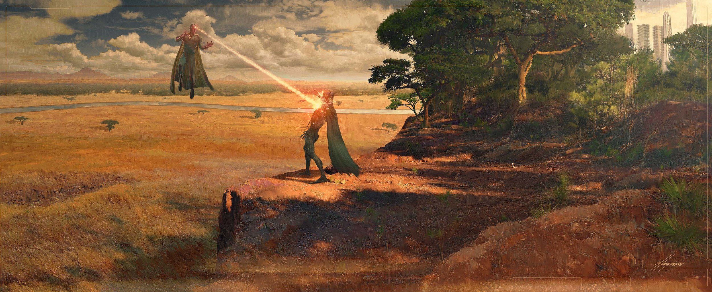 Infinity War concept art - Vision in Wakanda