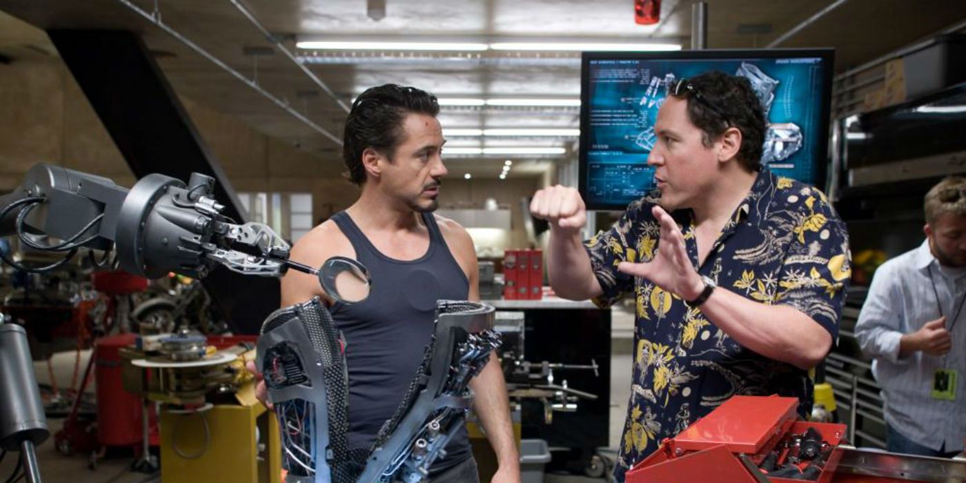 Jon Favreau explaining scene to Robert Downey, Jr. iron man 