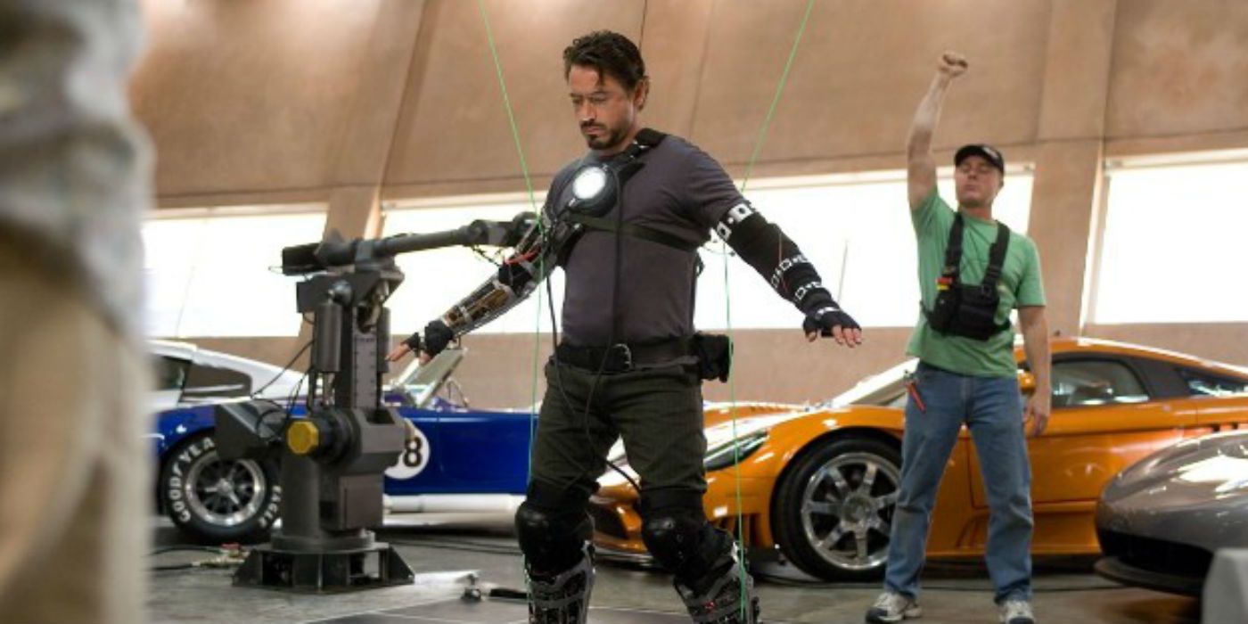 Iron Man Robert Downey Jr garage BTS
