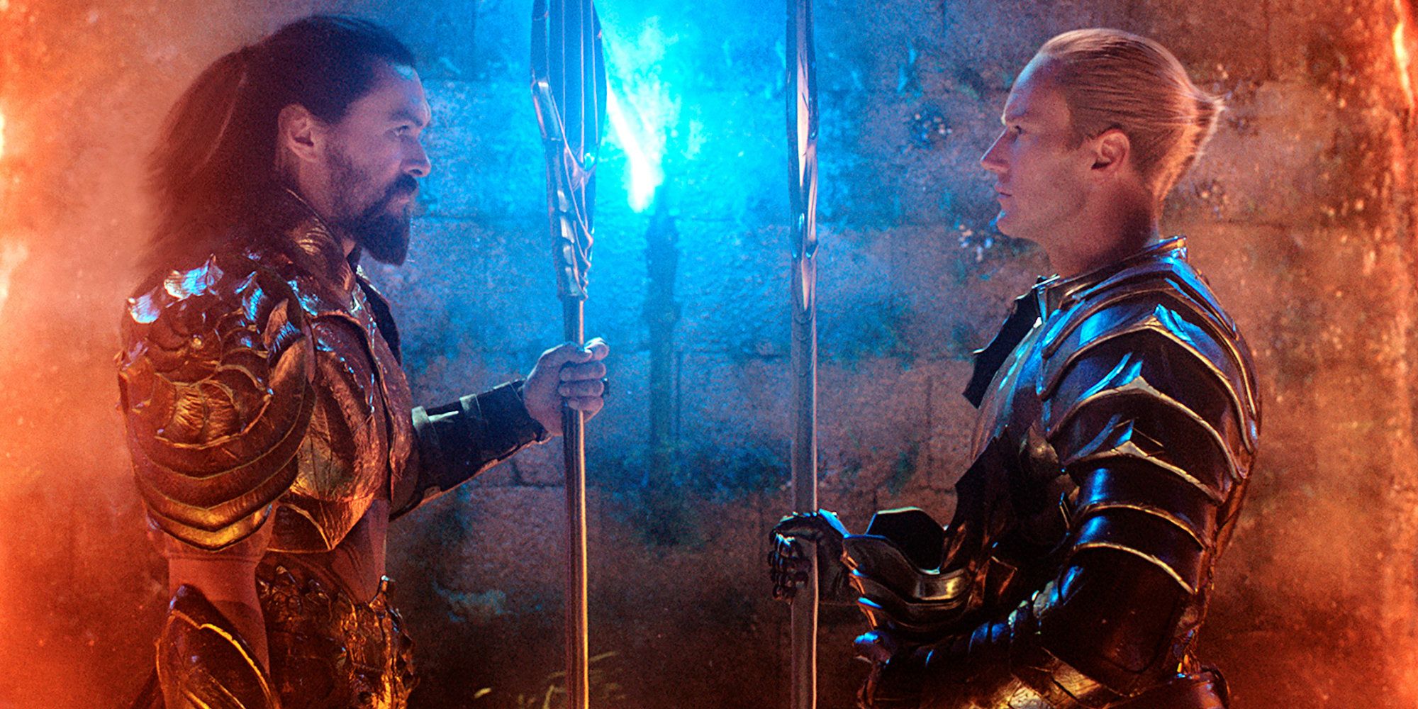 Jason Momoa as Aquaman and Patrick Wilson as Orm