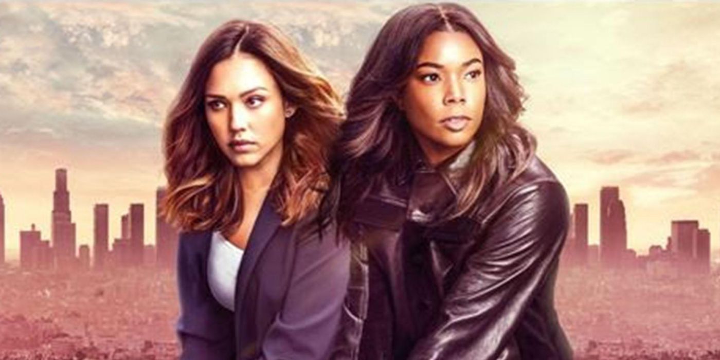 Two female detectives pose in a promo image for LA's Finest