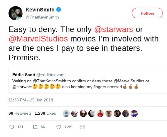 Kevin Smith denies Star Wars and Marvel rumors