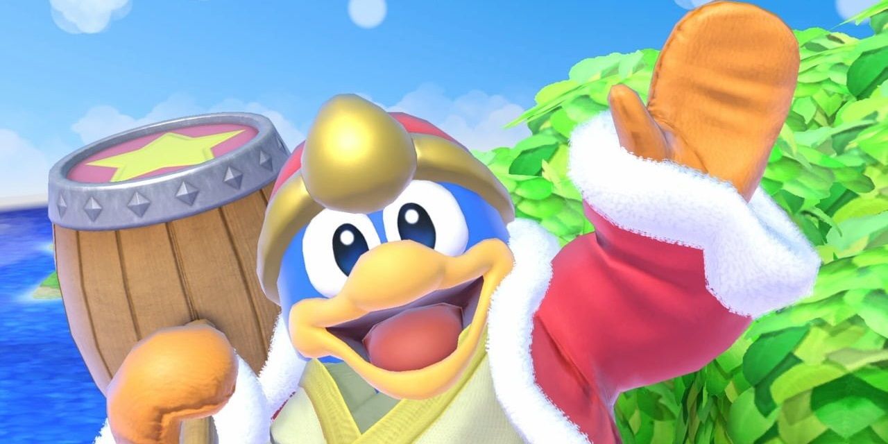 King Dedede waving and smiling in Super Smash Bros Ultimate