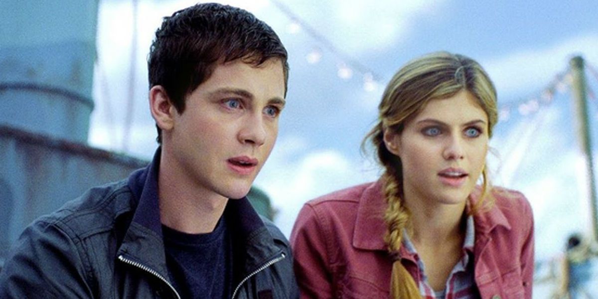 Logan Lerman and Alexandra Daddario as Percy and Annabeth in Percy Jackson