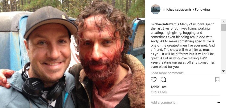 Michael Satrazemis The Walking Dead Instagram Andrew Lincoln Post