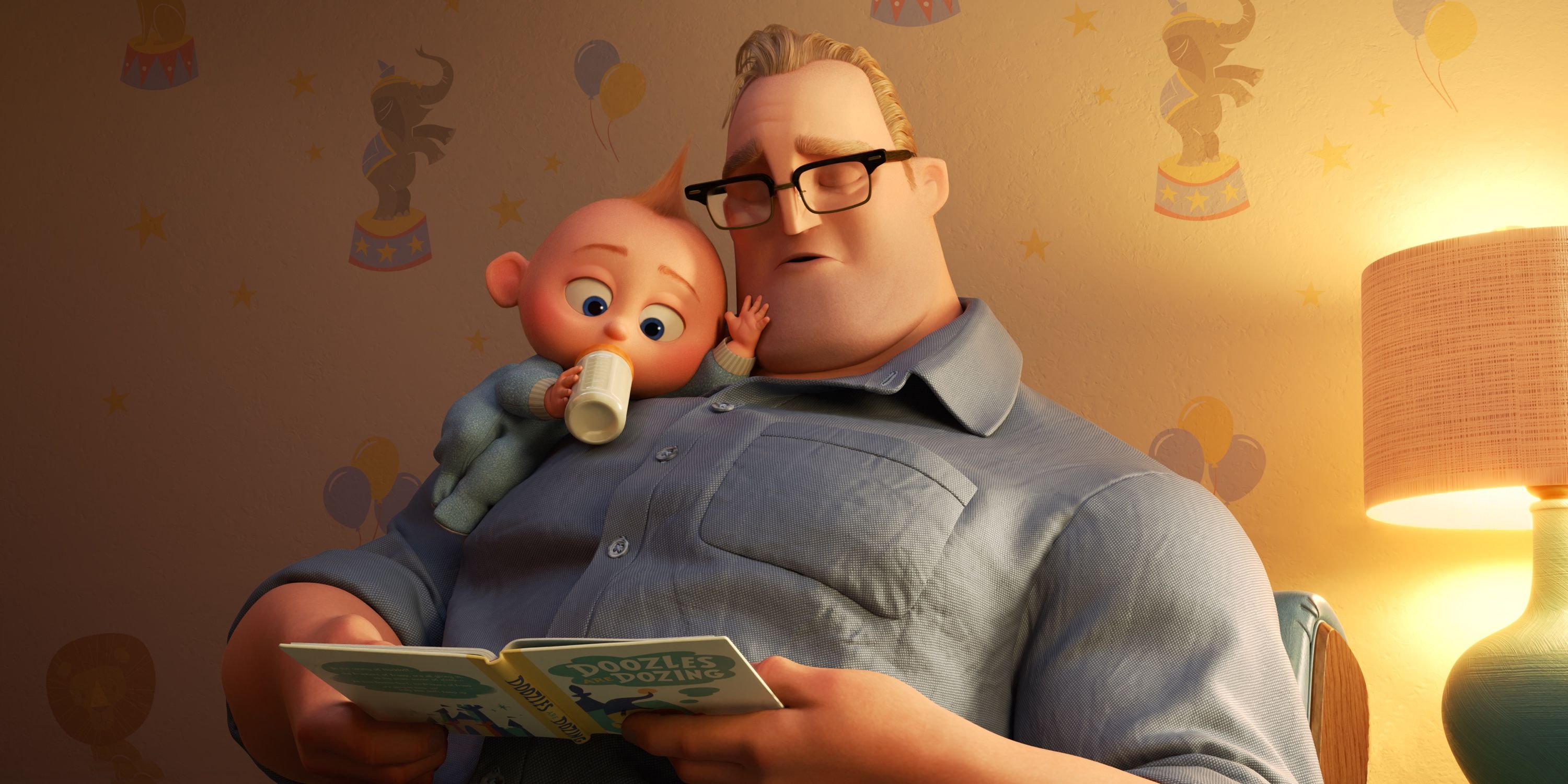 Mr Incredible reading to Jack Jack in Incredibles 2