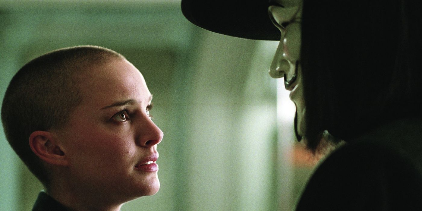 Natalie Portman and Hugo Weaving in V For Vendetta