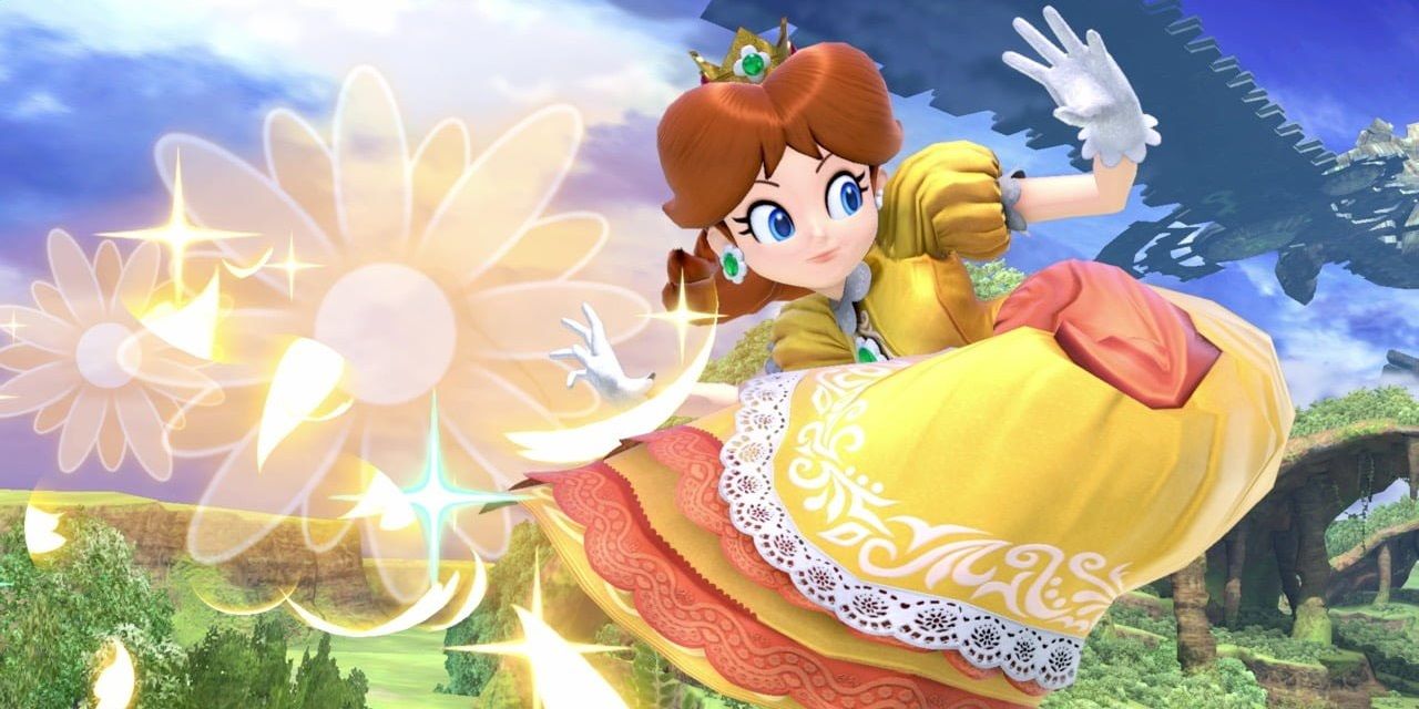 Princess Daisy doing the Peach Bomber in Super Smash Bros Ultimate