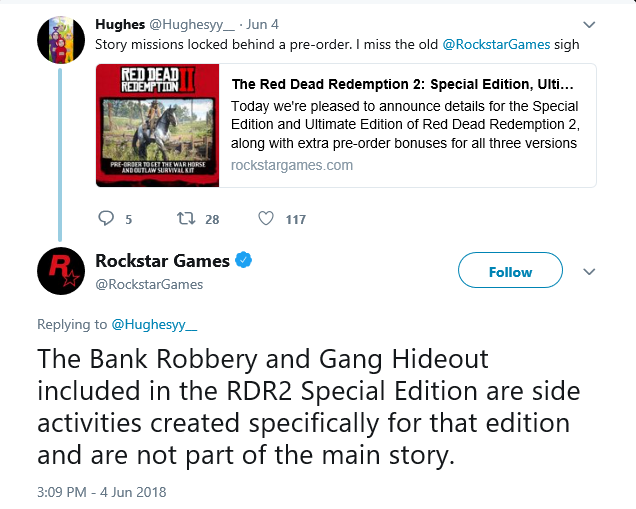 Rockstar Games Red Dead Redemptin 2 Tweet June 4