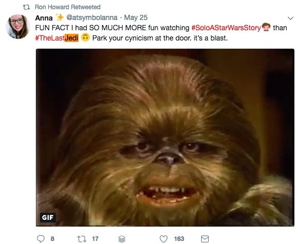 Ron Howard Last Jedi tweet