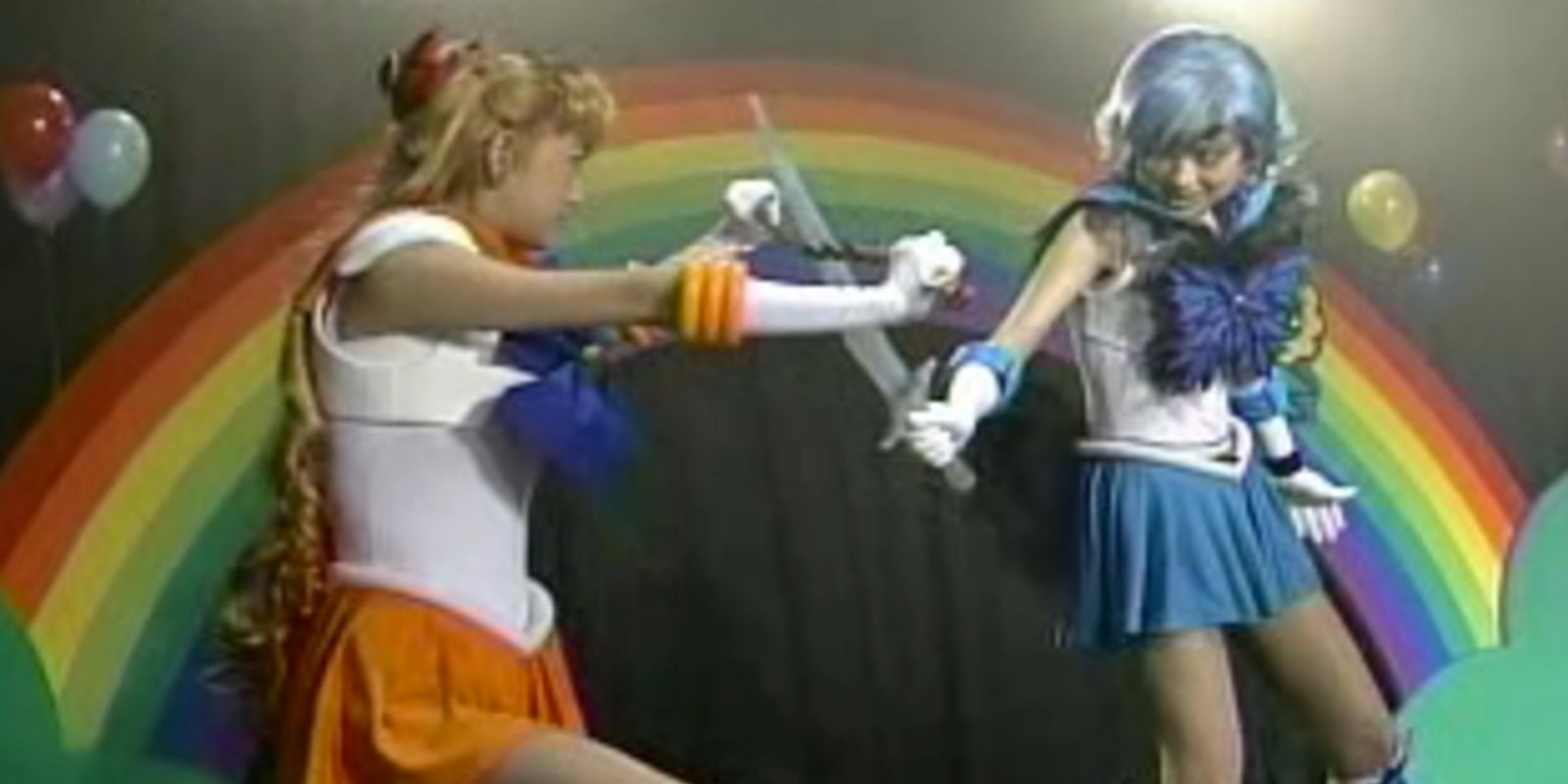 Sailor Venus fights Dark Sailor Mercury in Pretty Guardian Sailor Moon